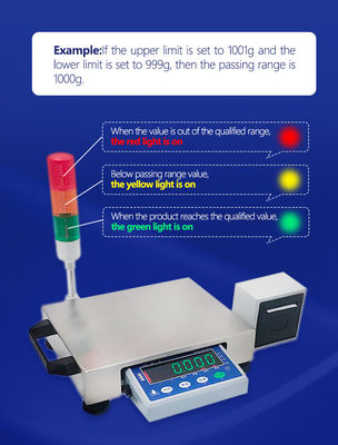 Escala de acero SOHE ATJP de 3 kg con luz de alarma LED de tres colores e impresión de código QR de código de barras