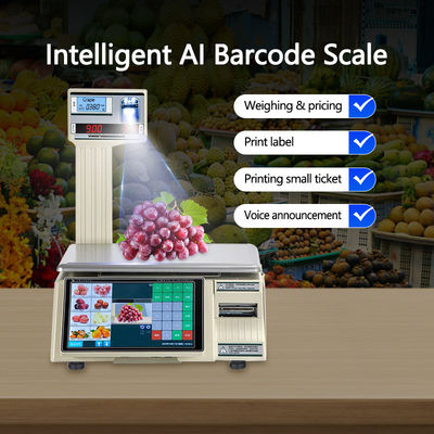 Impresión de etiquetas en pantalla táctil de 15 kg Escala de pesaje con pantalla LCD LED y tipo de puerto 1*RS232