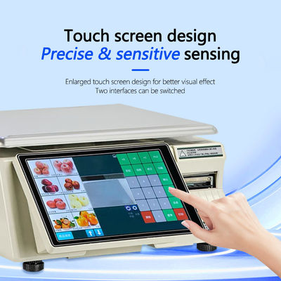 Impresión de etiquetas en pantalla táctil de 15 kg Escala de pesaje con pantalla LCD LED y tipo de puerto 1*RS232
