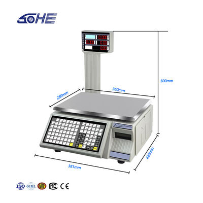 Pantalla LCD 6kg Impresión de etiquetas plegables Escala de pesaje para temperatura de trabajo -20C-50C