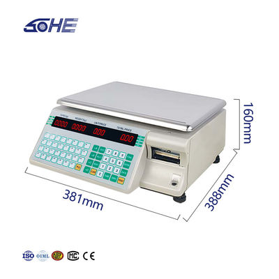 SHV-TMA Tabla de impresión de código de barras Escala de 30 kg con y placa de plástico ABS / acero inoxidable