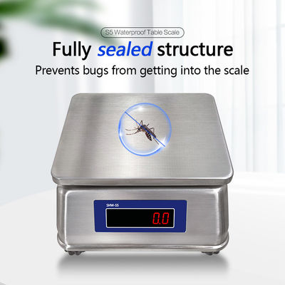 Escala de mesa de acero inoxidable con doble pantalla y nivel de protección IP68 30kg
