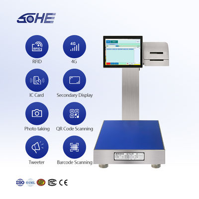 SOHE 60KG Tipo de batería Escala de impresión de etiquetas impermeable con pesaje inteligente e impresora