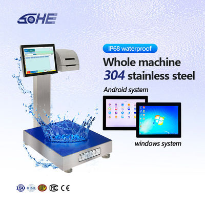 SOHE 60KG Tipo de batería Escala de impresión de etiquetas impermeable con pesaje inteligente e impresora