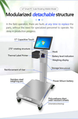 Escala de plataforma industrial de peso de 60 cm por 80 cm con pantalla táctil Android rotativa de 15 &quot;