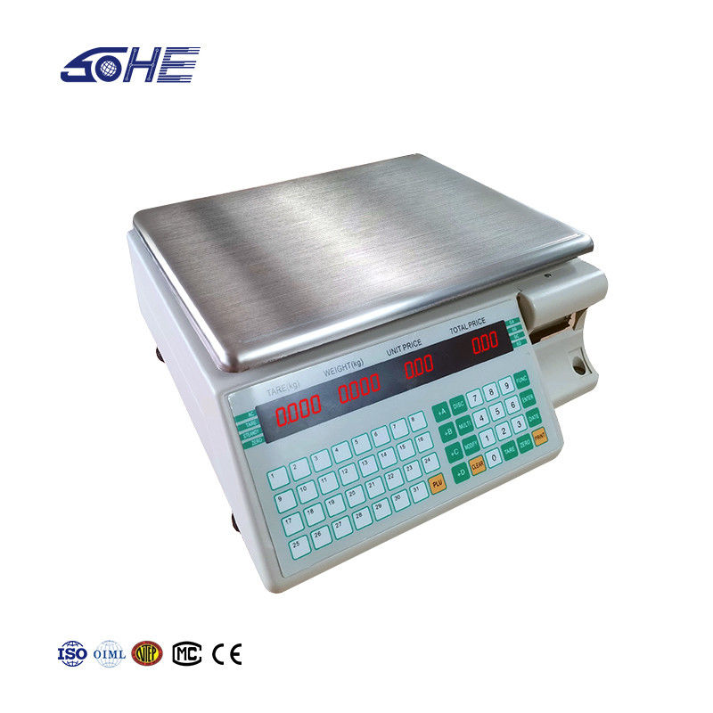 SHV-TMA Tabla de impresión de código de barras Escala de 30 kg con y placa de plástico ABS / acero inoxidable