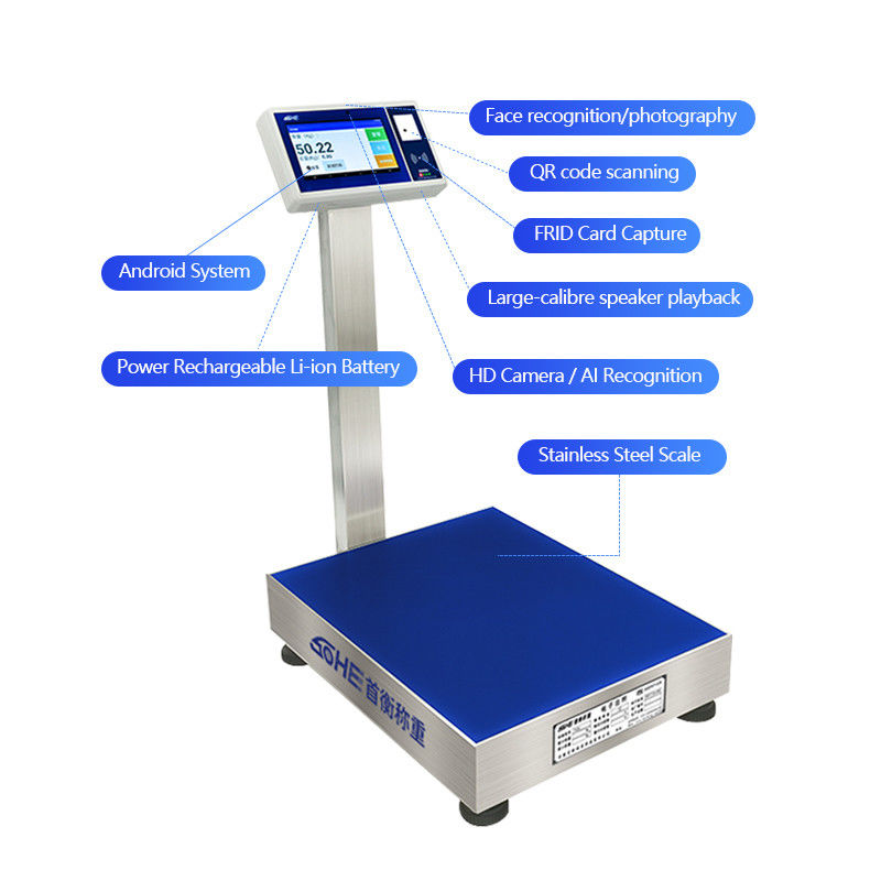 Rango máximo 200 kg Escala inteligente Android industrial con pantalla de 7 pulgadas y pantalla LCD